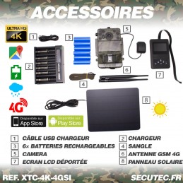 Caméra de chasse 4G UHD 4K IR invisible GPS avec panneau solaire