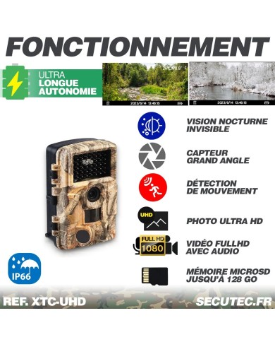 Camera de chasse autonome photo 48 Mpx vidéo audio Full HD vision nocturne invisible étanche IP66 pour la surveillance en extéri