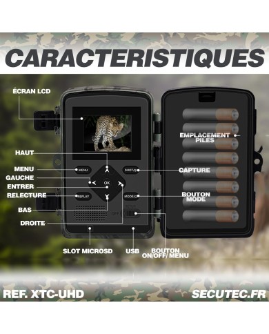 Camera de chasse autonome photo 48 Mpx vidéo audio Full HD vision nocturne invisible étanche IP66 pour la surveillance en extéri