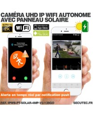 Caméra gris sidéral pilotable solaire IP WiFi UHD 2K 4Mpx waterproof infrarouge detection humaine 128Go