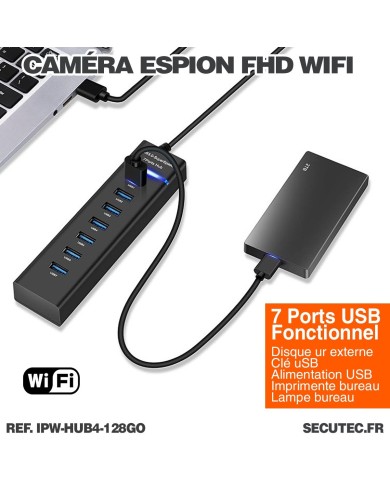Hub multiprise USB caméra cachée IP WiFi détection de mouvement écoute à distance carte mémoire 128Go incluse