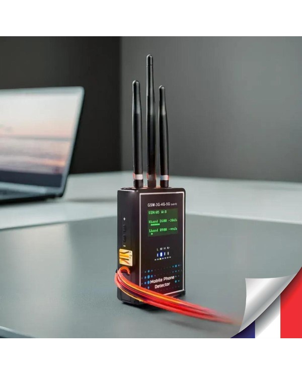 Détecteur professionnel de smartphone GSM 2G 3G 4G 5G avec écran LCD et alerte détection sur sortie alarme relais
