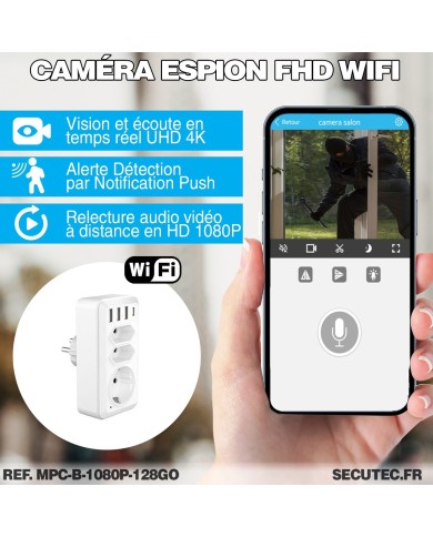 Prise de courant murale caméra cachée IP WiFi détection de mouvement écoute à distance 128Go
